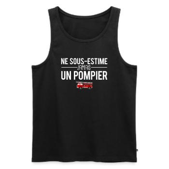 Ne sous estime jamais un pompier métier profession - Débardeur bio Premium Homme - noir - Devant - Michal (187cm)