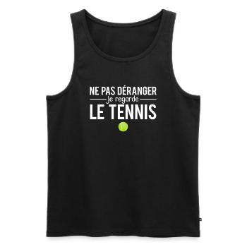Ne pas déranger je regarde le tennis sport humour - Débardeur bio Premium Homme - noir - Devant - AI Model Male 178 light (178cm)