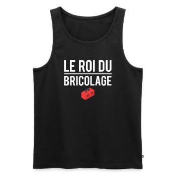 Le roi du bricolage cadeau papa bricoleur humour - Débardeur bio Premium Homme - noir - Devant - Michal (187cm)