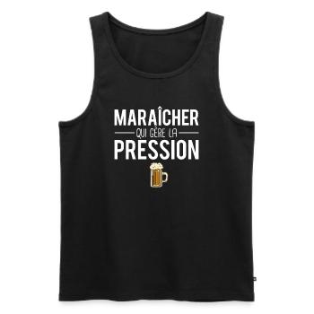 Maraîcher qui gère la pression métier profession - Débardeur bio Premium Homme - noir - Devant - Michal (187cm)