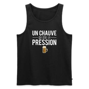 Un chauve qui gère la pression homme chauve humour - Débardeur bio Premium Homme - noir - Devant - Michal (187cm)