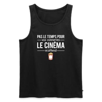 Pas le temps pour vos conneries le cinéma m'attend - Débardeur bio Premium Homme - noir - Devant - Michal (187cm)