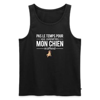 Pas le temps mon chien m'attend animal - Débardeur bio Premium Homme - noir - Devant - Michal (187cm)