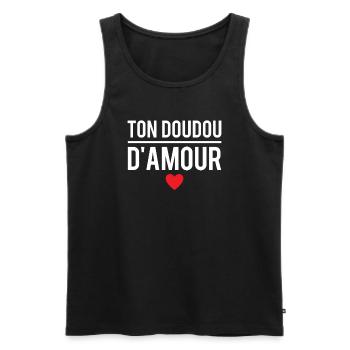 Ton doudou d'amour blague saint valentin humour - Débardeur bio Premium Homme - noir - Devant - Michal (187cm)