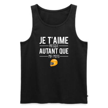 Je t'aime presque autant que la moto motard humour - Débardeur bio Premium Homme - noir - Devant - Michal (187cm)