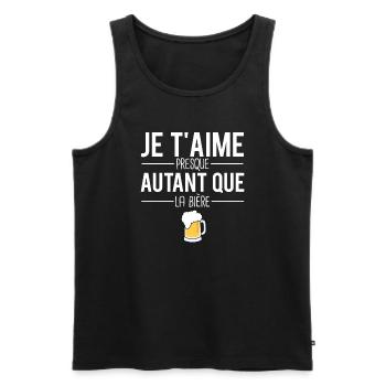 Je t'aime presque autant que la bière pression - Débardeur bio Premium Homme - noir - Devant - AI Model Male 178 light (178cm)