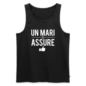 Un mari qui assure blague homme marié humour - Débardeur bio Premium Homme - noir - Devant - Michal (187cm)
