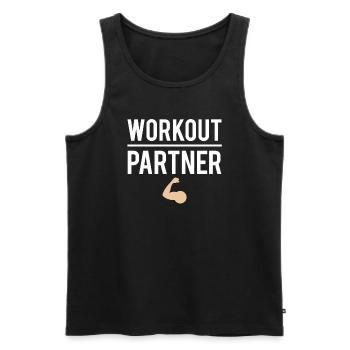 Workout partner musculation salle de sport coach - Débardeur bio Premium Homme - noir - Devant - Michal (187cm)