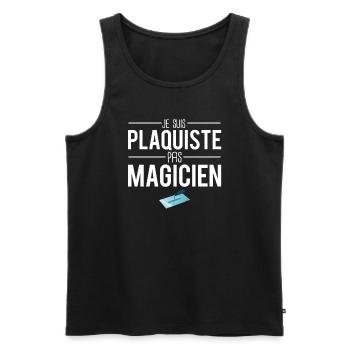 Je suis plaquiste pas magicien métier rénovation - Débardeur bio Premium Homme - noir - Devant - Michal (187cm)
