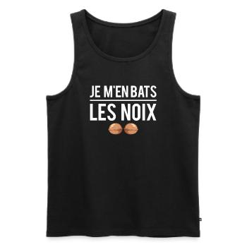 Je m'en bats les noix je m'en fous rien à foutre - Débardeur bio Premium Homme - noir - Devant - AI Model Male 178 light (178cm)