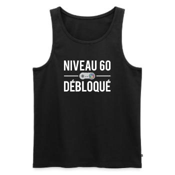 Niveau 60 débloqué anniversaire 60 ans gamer - Débardeur bio Premium Homme - noir - Devant - Michal (187cm)