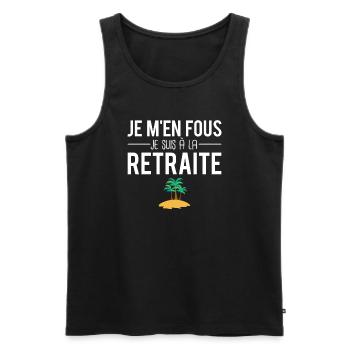 Je m'en fous je suis à la retraite départ retraite - Débardeur bio Premium Homme - noir - Devant - AI Model Male 178 light (178cm)