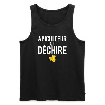 Apiculteur qui déchire abeilles ruches miel - Débardeur bio Premium Homme - noir - Devant - Michal (187cm)