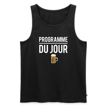 Programme du jour bière alcool apéro humour - Débardeur bio Premium Homme - noir - Devant - Michal (187cm)