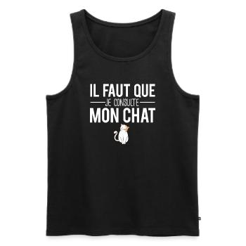 Il faut que je consulte mon chat propriétaire chat - Débardeur bio Premium Homme - noir - Devant - Michal (187cm)
