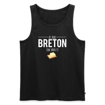 Je suis breton un vrai cadeau breton humour - Débardeur bio Premium Homme - noir - Devant - AI Model Male 178 light (178cm)