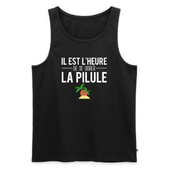 Il est temps de se dorer la pilule vacances humour - Débardeur bio Premium Homme - noir - Devant - AI Model Male 178 light (178cm)