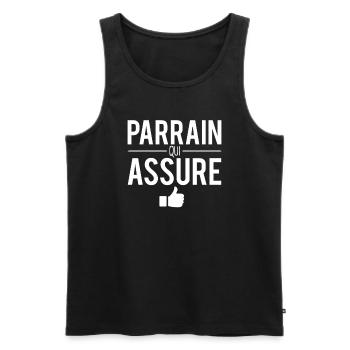 Parrain qui assure cadeau meilleur parrain humour - Débardeur bio Premium Homme - noir - Devant - Michal (187cm)