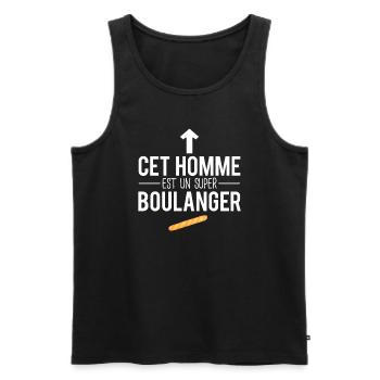 Cet homme est un super boulanger métier humour - Débardeur bio Premium Homme - noir - Devant - Michal (187cm)