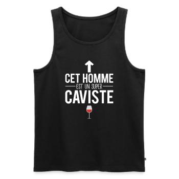 Cet homme est un super caviste vigne vin humour - Débardeur bio Premium Homme - noir - Devant - Michal (187cm)