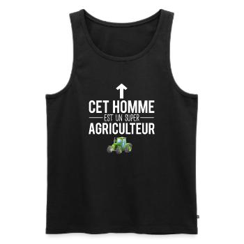 Cet homme est un super agriculteur tracteur humour - Débardeur bio Premium Homme - noir - Devant - Michal (187cm)