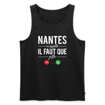 Nantes m'appelle il faut que je file ville france - Débardeur bio Premium Homme - noir - Devant - Michal (187cm)