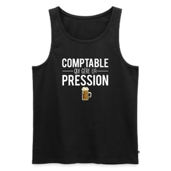 Comptable qui gère la pression métier humour - Débardeur bio Premium Homme - noir - Devant - AI Model Male 178 light (178cm)