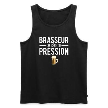 Brasseur qui gère la pression métier bière humour - Débardeur bio Premium Homme - noir - Devant - AI Model Male 178 light (178cm)