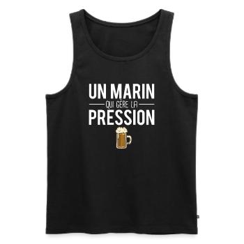 Un marin qui gère la pression métier humour - Débardeur bio Premium Homme - noir - Devant - AI Model Male 178 light (178cm)