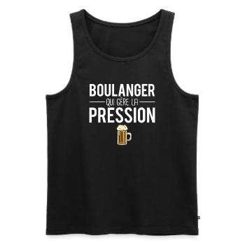Boulanger qui gère la pression métier humour - Débardeur bio Premium Homme - noir - Devant - Michal (187cm)