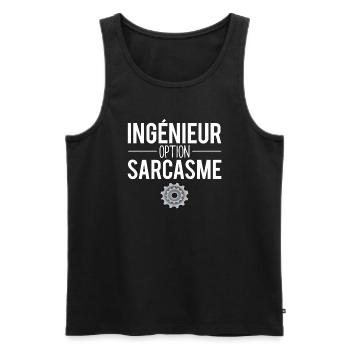 Ingénieur option sarcasme cadeau ingénieur humour - Débardeur bio Premium Homme - noir - Devant - Michal (187cm)