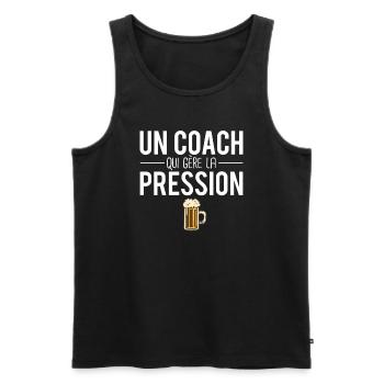 Un coach qui gère la pression coach sportif humour - Débardeur bio Premium Homme - noir - Devant - AI Model Male 178 light (178cm)