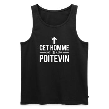 Cet homme est un super poitevin habitant poitiers - Débardeur bio Premium Homme - noir - Devant - AI Model Male 178 light (178cm)