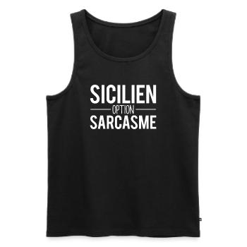Cadeau sicilien option sarcasme sicile humour - Débardeur bio Premium Homme - noir - Devant - AI Model Male 178 light (178cm)