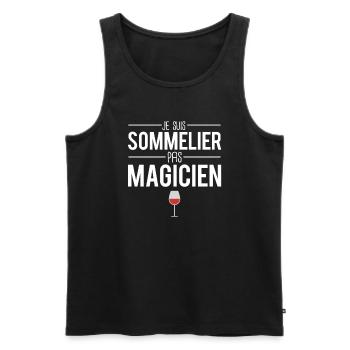 Je suis sommelier pas magicien métier vin humour - Débardeur bio Premium Homme - noir - Devant - Michal (187cm)