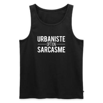 Urbaniste option sarcasme blague métier humour - Débardeur bio Premium Homme - noir - Devant - Michal (187cm)