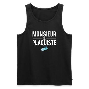 Monsieur le plaquiste blague plaquiste humour - Débardeur bio Premium Homme - noir - Devant - Michal (187cm)