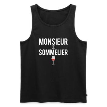 Monsieur le sommelier métier vin humour - Débardeur bio Premium Homme - noir - Devant - Michal (187cm)