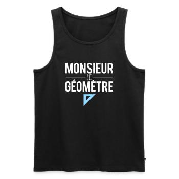 Monsieur le géomètre métier géomètre humour - Débardeur bio Premium Homme - noir - Devant - AI Model Male 178 light (178cm)