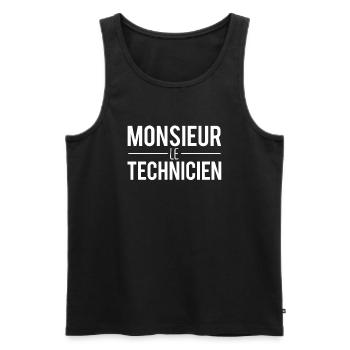 Monsieur le technicien blague métier technicien - Débardeur bio Premium Homme - noir - Devant - Michal (187cm)