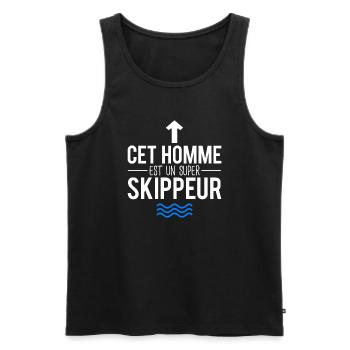 Cet homme est un super skipper capitaine bateau - Débardeur bio Premium Homme - noir - Devant - Michal (187cm)
