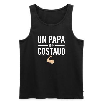 Papa bien costaud cadeau papa fête des pères - Débardeur bio Premium Homme - noir - Devant - Michal (187cm)
