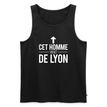 Cet homme vient de lyon cadeau lyonnais humour - Débardeur bio Premium Homme - noir - Devant - Michal (187cm)