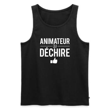 Animateur qui déchire meilleur animateur humour - Débardeur bio Premium Homme - noir - Devant - Michal (187cm)