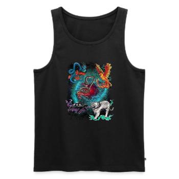 5 animaux sacrés - Débardeur bio Premium Homme - noir - Devant - AI Model Male 178 light (178cm)