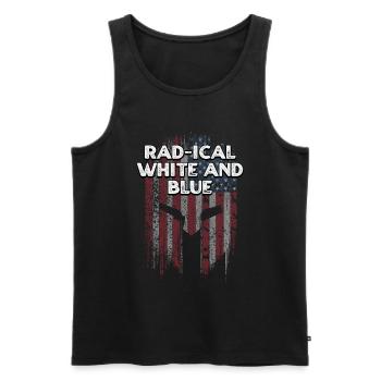 Radikale weiße und blaue amerikanische Flagge vom 4. Juli - Männer Premium Bio Tank Top - Schwarz - Vorne - AI Model Male 178 light (178cm)