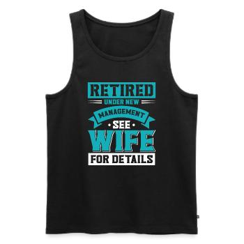 pensionné retraite humour idée cadeau grand-père - Débardeur bio Premium Homme - noir - Devant - AI Model Male 178 light (178cm)