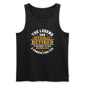 Retraité Pension de retraite Humour Idée cadeau Grand-père - Débardeur bio Premium Homme - noir - Devant - AI Model Male 178 light (178cm)