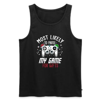 Weihnachten Gamer Gaming Pause My Game For Gifts - Männer Premium Bio Tank Top - Schwarz - Vorne - Michal (187cm)