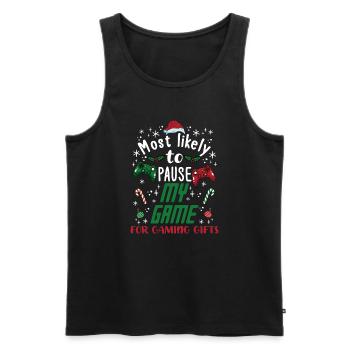 Weihnachten Gamer Pause My Game For Gaming Gifts - Männer Premium Bio Tank Top - Schwarz - Vorne - Michal (187cm)